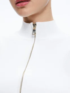 Alice and Olivia ESSENTIALS|SWEATERS*DORRIS RIBBED ZIP UP CARDIGAN