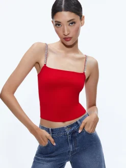 Alice and Olivia TOPS*DRINA EMBELLISHED STRAP TANK