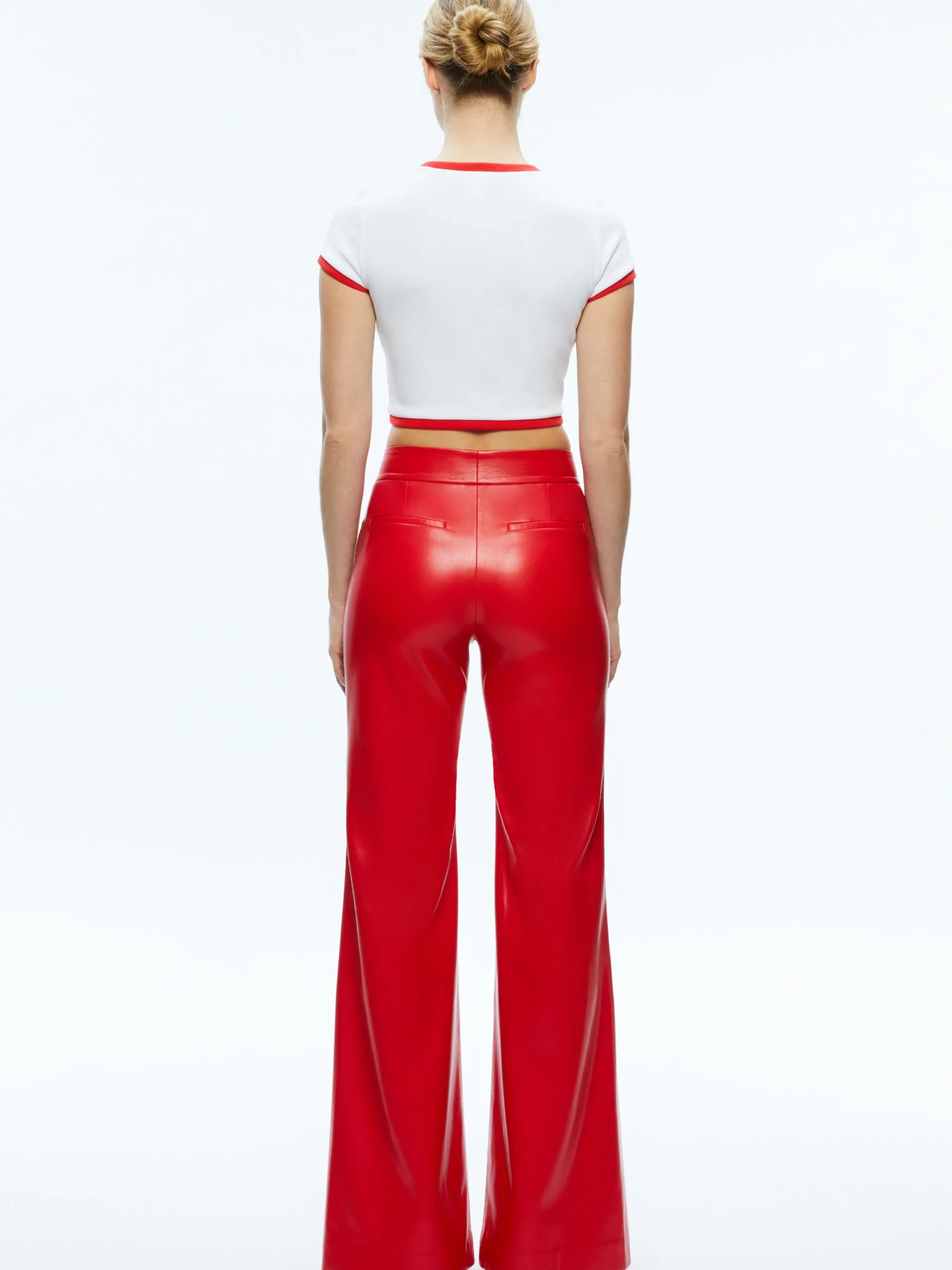 Alice and Olivia STACEY'S FAVORITES|PANTS*DYLAN HIGH WAISTED VEGAN LEATHER WIDE LEG PANT