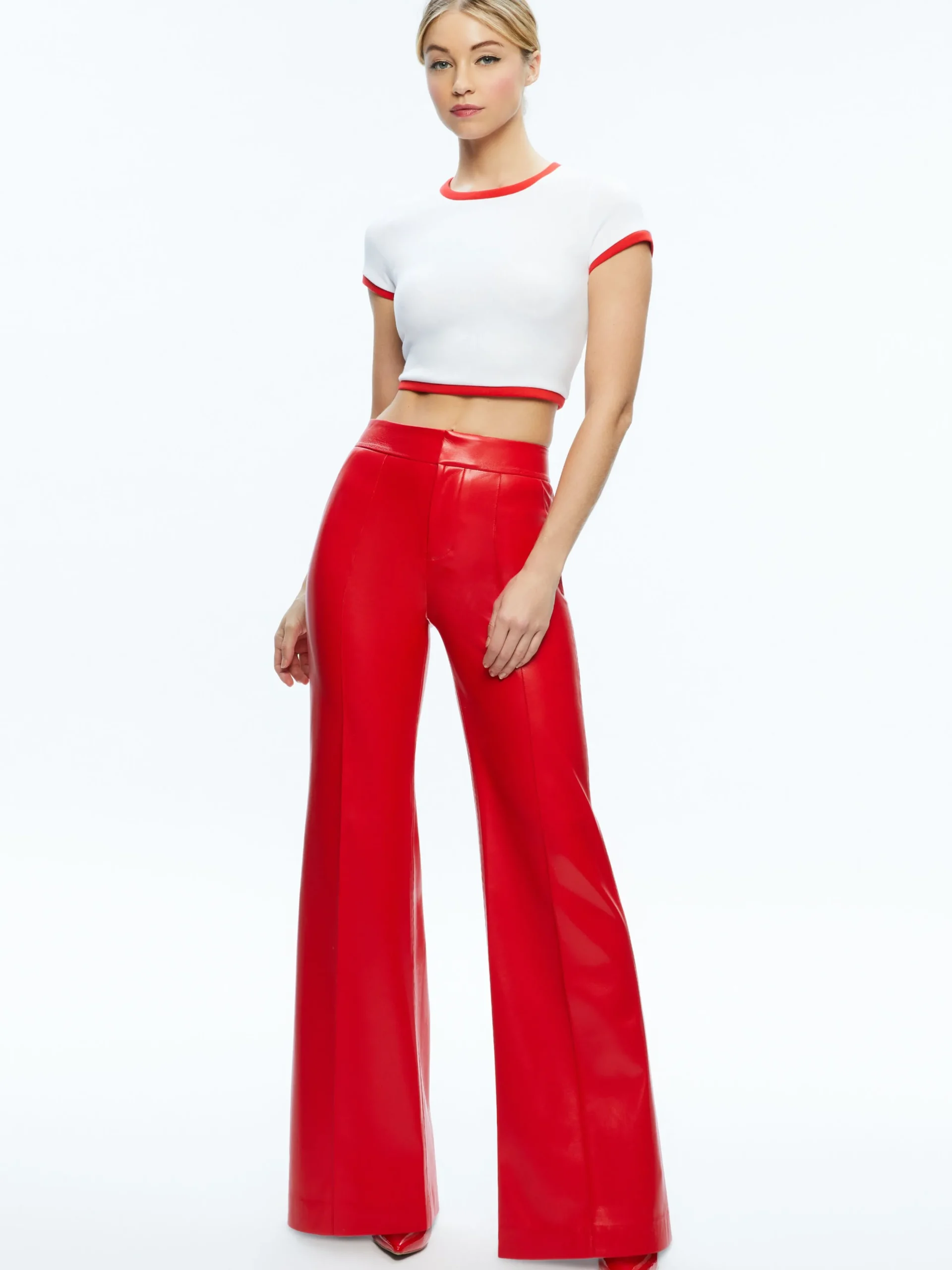 Alice and Olivia STACEY'S FAVORITES|PANTS*DYLAN HIGH WAISTED VEGAN LEATHER WIDE LEG PANT