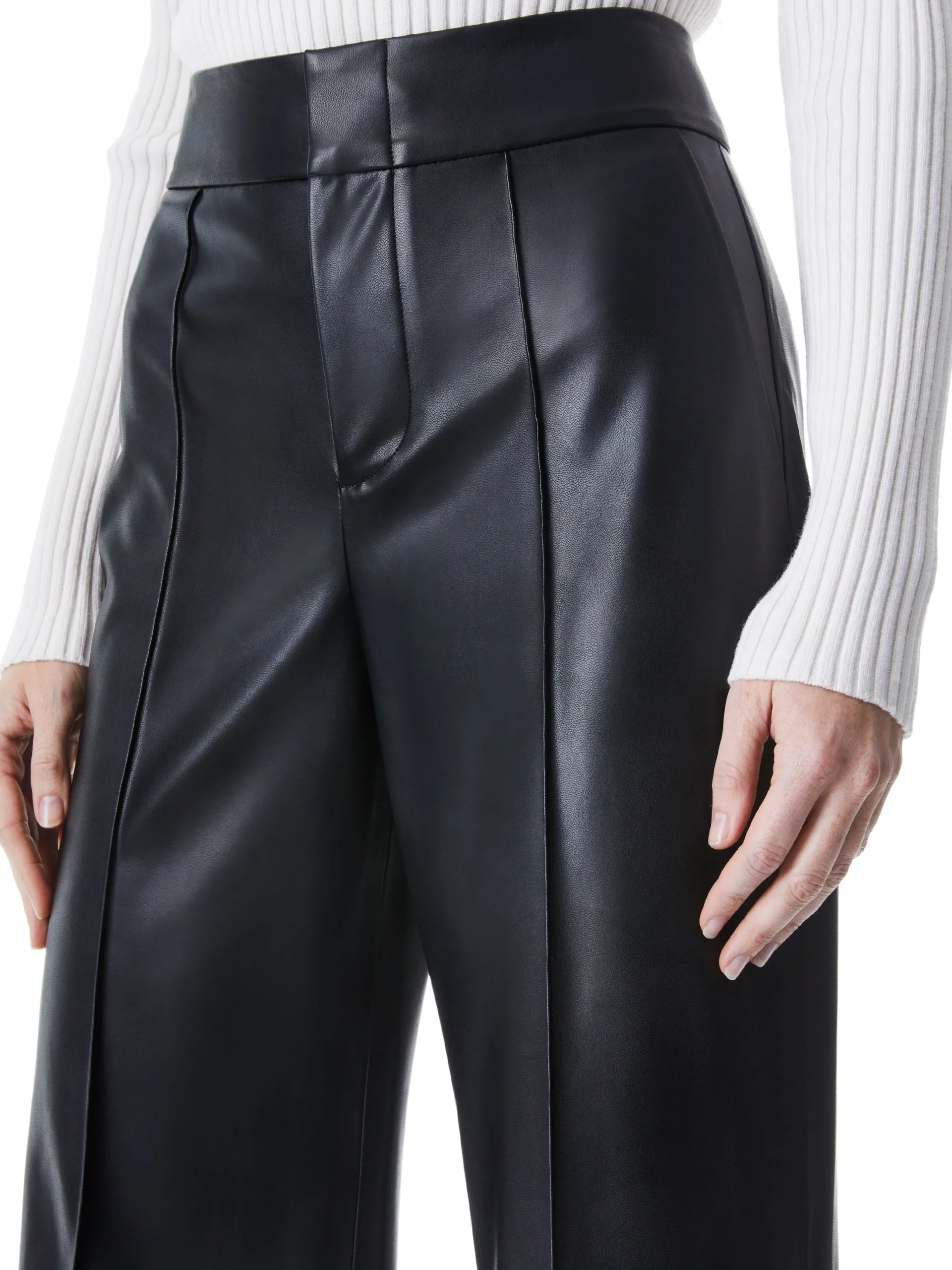 Alice and Olivia VEGAN LEATHER|ESSENTIALS*DYLAN VEGAN LEATHER WIDE LEG PANT