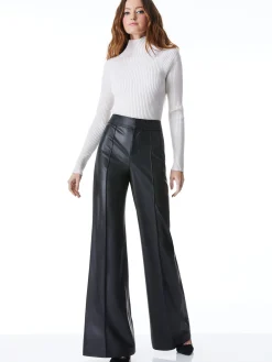 Alice and Olivia VEGAN LEATHER|ESSENTIALS*DYLAN VEGAN LEATHER WIDE LEG PANT