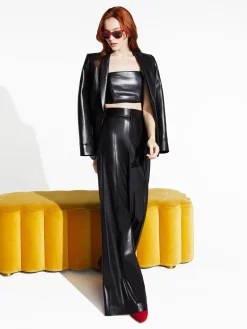 Alice and Olivia VEGAN LEATHER|ESSENTIALS*DYLAN VEGAN LEATHER WIDE LEG PANT