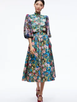 Alice and Olivia VEGAN LEATHER|SKIRTS*EARLA VEGAN LEATHER FLARE SKIRT