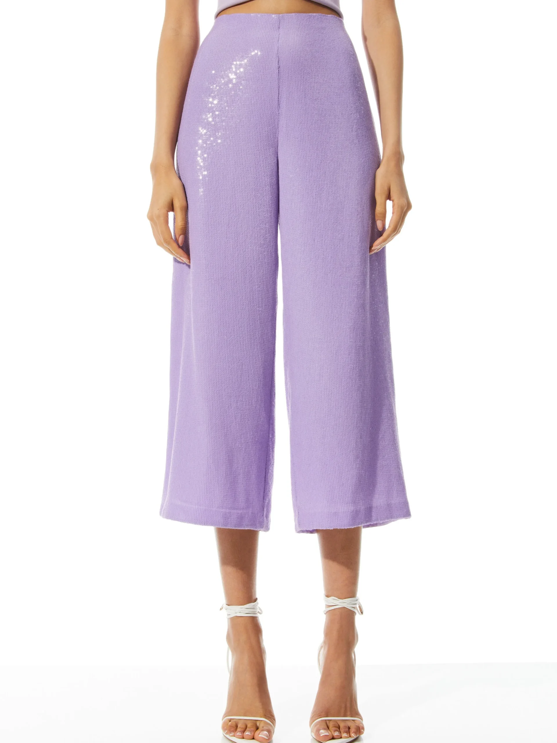 Alice and Olivia PANTS*ELBA SEQUIN HIGH WAISTED ANKLE PANT