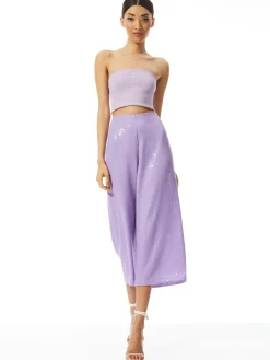 Alice and Olivia PANTS*ELBA SEQUIN HIGH WAISTED ANKLE PANT