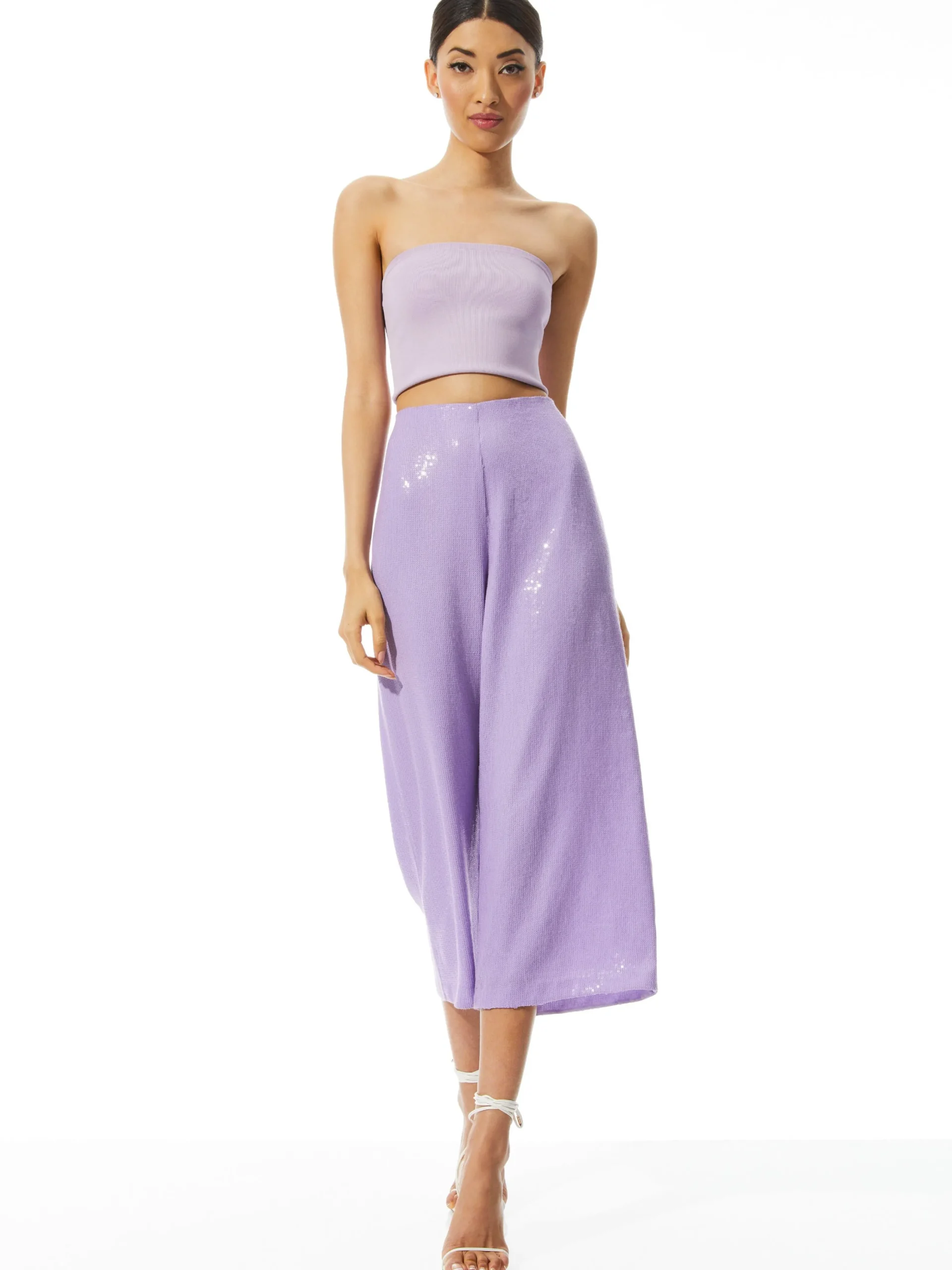 Alice and Olivia PANTS*ELBA SEQUIN HIGH WAISTED ANKLE PANT
