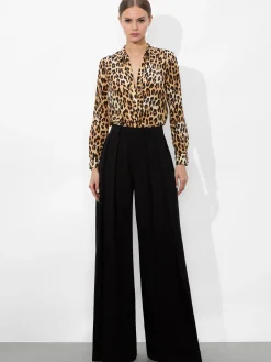 Alice and Olivia TOPS*ELOISE BUTTON DOWN LEOPARD BLOUSE