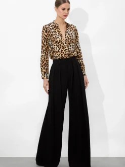 Alice and Olivia TOPS*ELOISE BUTTON DOWN LEOPARD BLOUSE