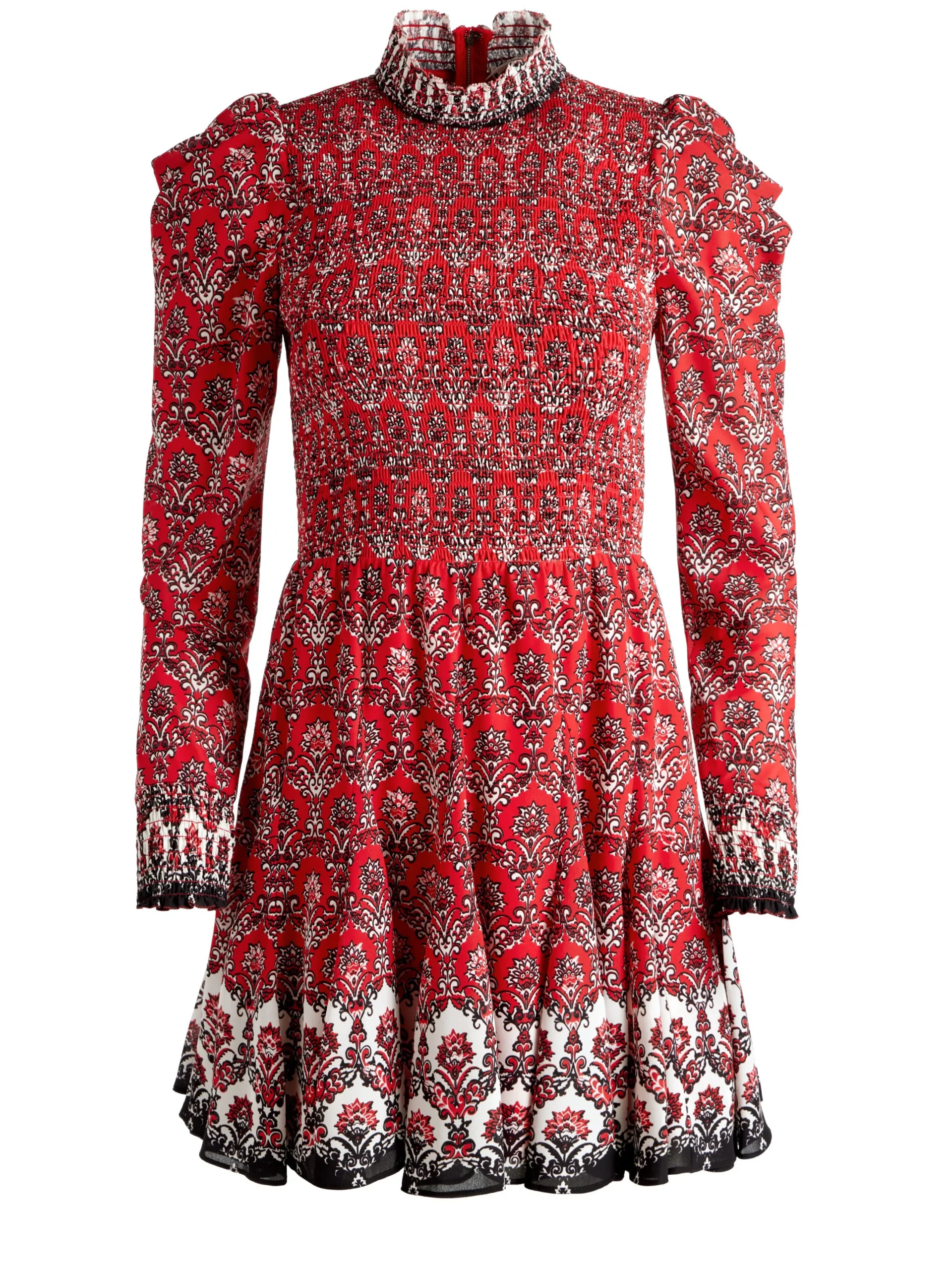 Alice and Olivia MINI|DRESSES*ELVIRA SMOCKED BODICE MINI DRESS