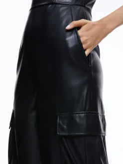Alice and Olivia VEGAN LEATHER|JUMPSUITS*EMELDA CARGO VEGAN LEATHER JUMPSUIT