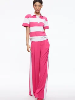 Alice and Olivia PANTS*ERIC MID RISE PANT WITH TUX STRIPE