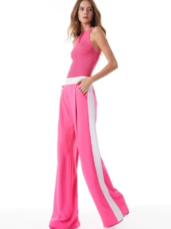 Alice and Olivia PANTS*ERIC MID RISE PANT WITH TUX STRIPE