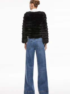 Alice and Olivia JACKETS + COATS*FAWN FAUX FUR TEXTURED JACKET