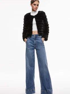 Alice and Olivia JACKETS + COATS*FAWN FAUX FUR TEXTURED JACKET