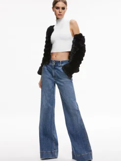 Alice and Olivia JACKETS + COATS*FAWN FAUX FUR TEXTURED JACKET