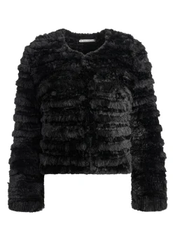 Alice and Olivia JACKETS + COATS*FAWN FAUX FUR TEXTURED JACKET