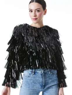 Alice and Olivia JACKETS + COATS*FAWN FRINGE TINSEL JACKET