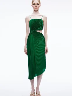 Alice and Olivia GUEST OF|MIDI*FAYETH CUT OUT ASYMMETRICAL HEM MIDI DRESS