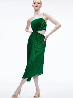 Alice and Olivia GUEST OF|MIDI*FAYETH CUT OUT ASYMMETRICAL HEM MIDI DRESS