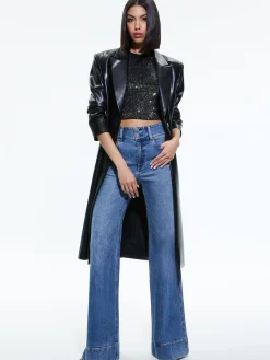 Alice and Olivia VEGAN LEATHER|ESSENTIALS*FIERRO VEGAN LEATHER LONG BLAZER