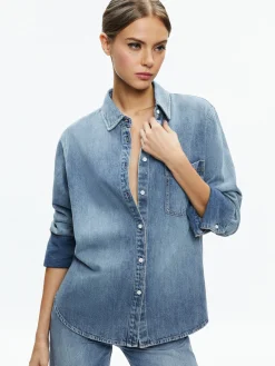 Alice and Olivia JEAN SHOP|ESSENTIALS*FINELY DENIM BUTTON DOWN