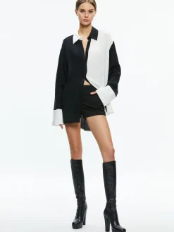 Alice and Olivia STACEY'S FAVORITES|ESSENTIALS*FINELY OVERSIZED BUTTON DOWN SHIRT