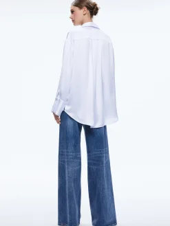 Alice and Olivia ESSENTIALS|TOPS*FINELY OVERSIZED BUTTON DOWN SHIRT