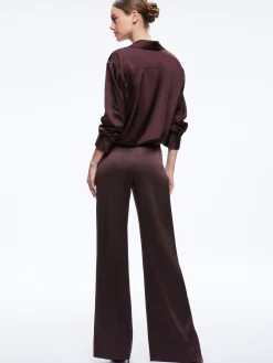 Alice and Olivia MATCHING SETS*FINELY OVERSIZED BUTTON DOWN SHIRT + JC WIDE LEG SIDE SLIT PANT