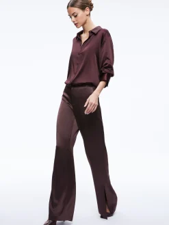 Alice and Olivia MATCHING SETS*FINELY OVERSIZED BUTTON DOWN SHIRT + JC WIDE LEG SIDE SLIT PANT