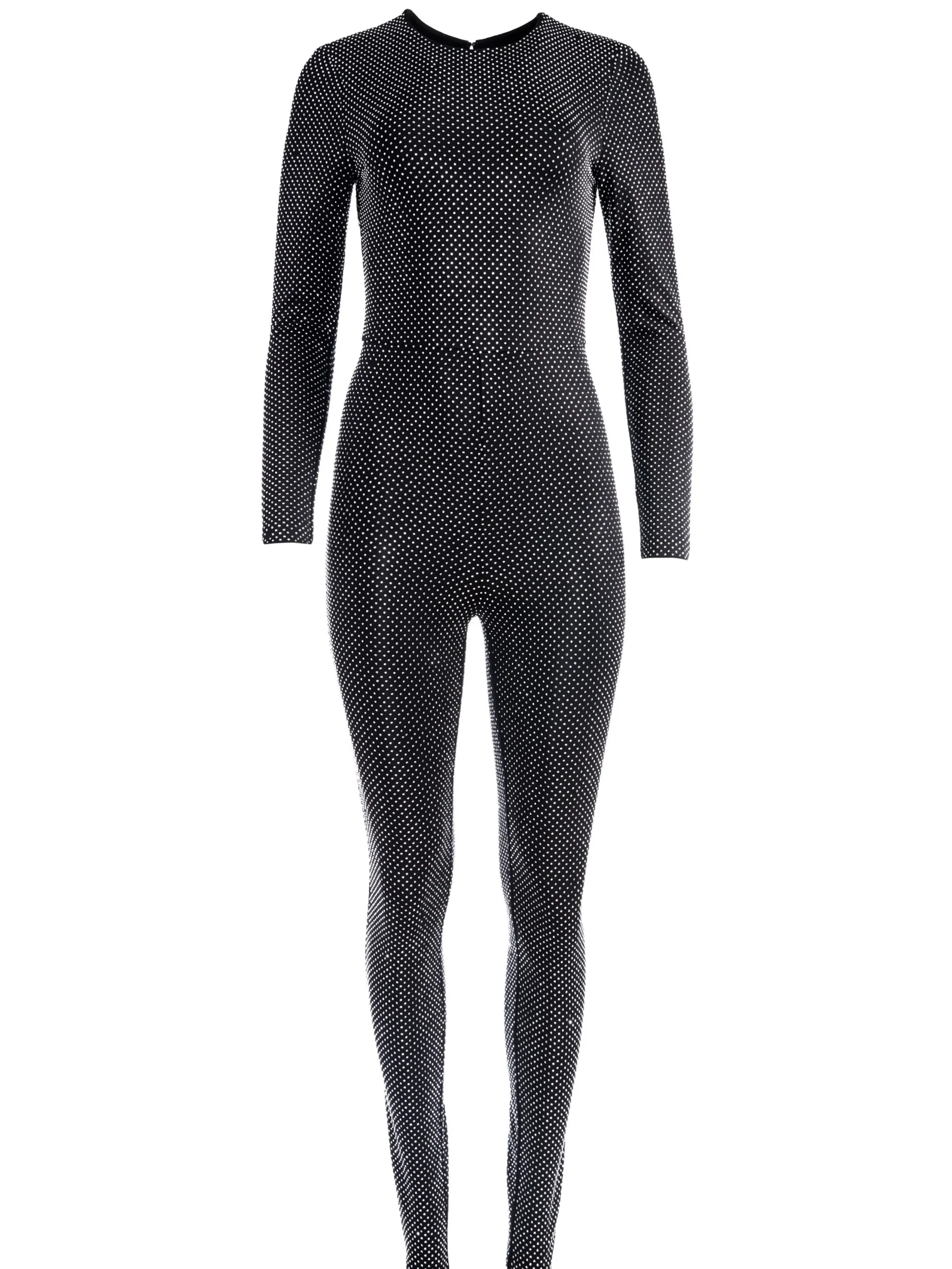 Alice and Olivia JUMPSUITS*FREDDIE CREWNECK EMBELLISHED CATSUIT