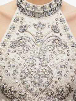 Alice and Olivia MATCHING SETS*GATZ EMBELLISHED HIGH NECK TOP + CATRINA EMBELLISHED GOWN MAXI SKIRT