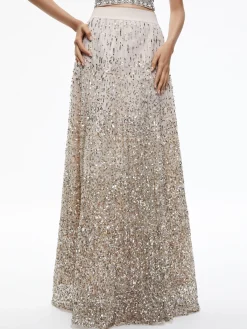 Alice and Olivia MATCHING SETS*GATZ EMBELLISHED HIGH NECK TOP + CATRINA EMBELLISHED GOWN MAXI SKIRT