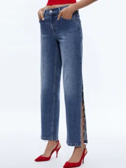 Alice and Olivia JEAN SHOP|JEANS*GAYLE EMBELLISHED SIDE JEAN