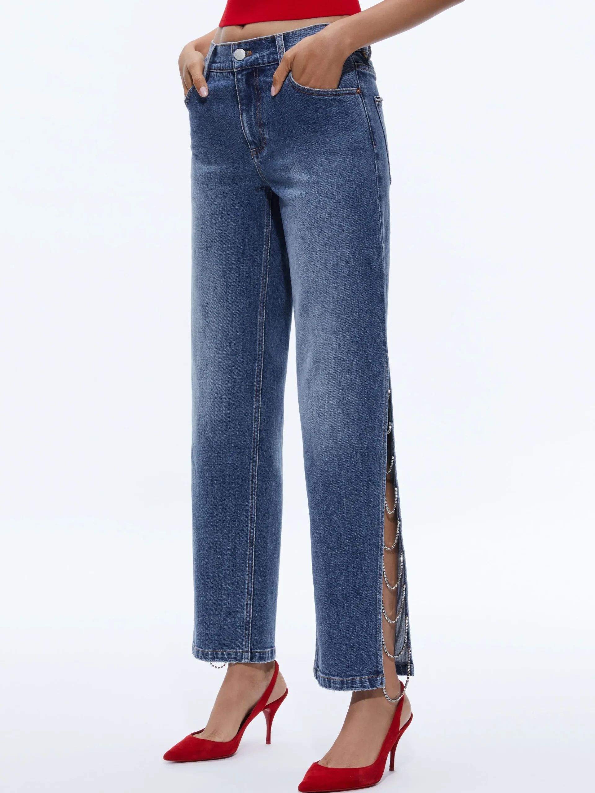 Alice and Olivia JEAN SHOP|JEANS*GAYLE EMBELLISHED SIDE JEAN