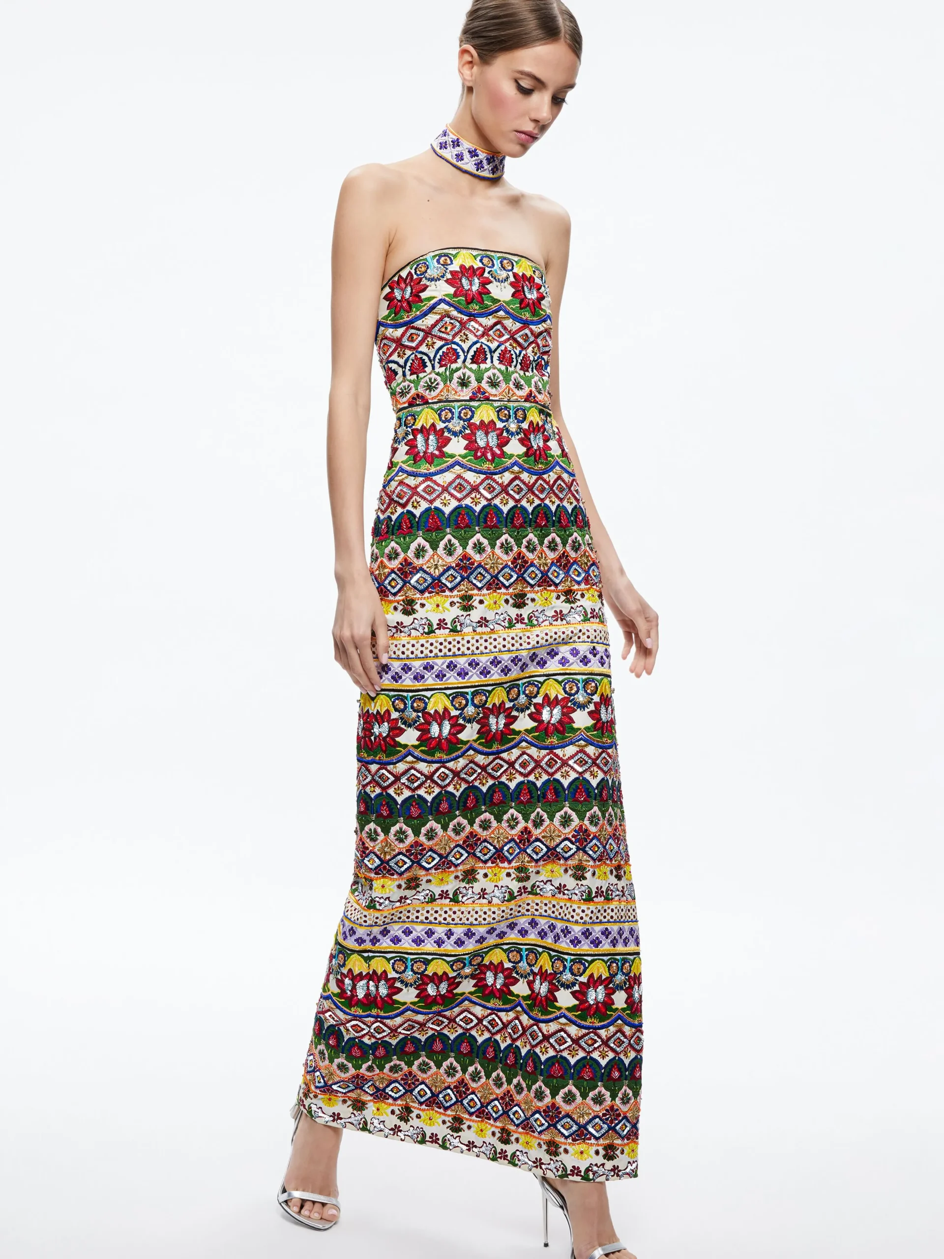 Alice and Olivia GUEST OF|MAXI*GEORGIE CHOKER STRAPLESS GOWN