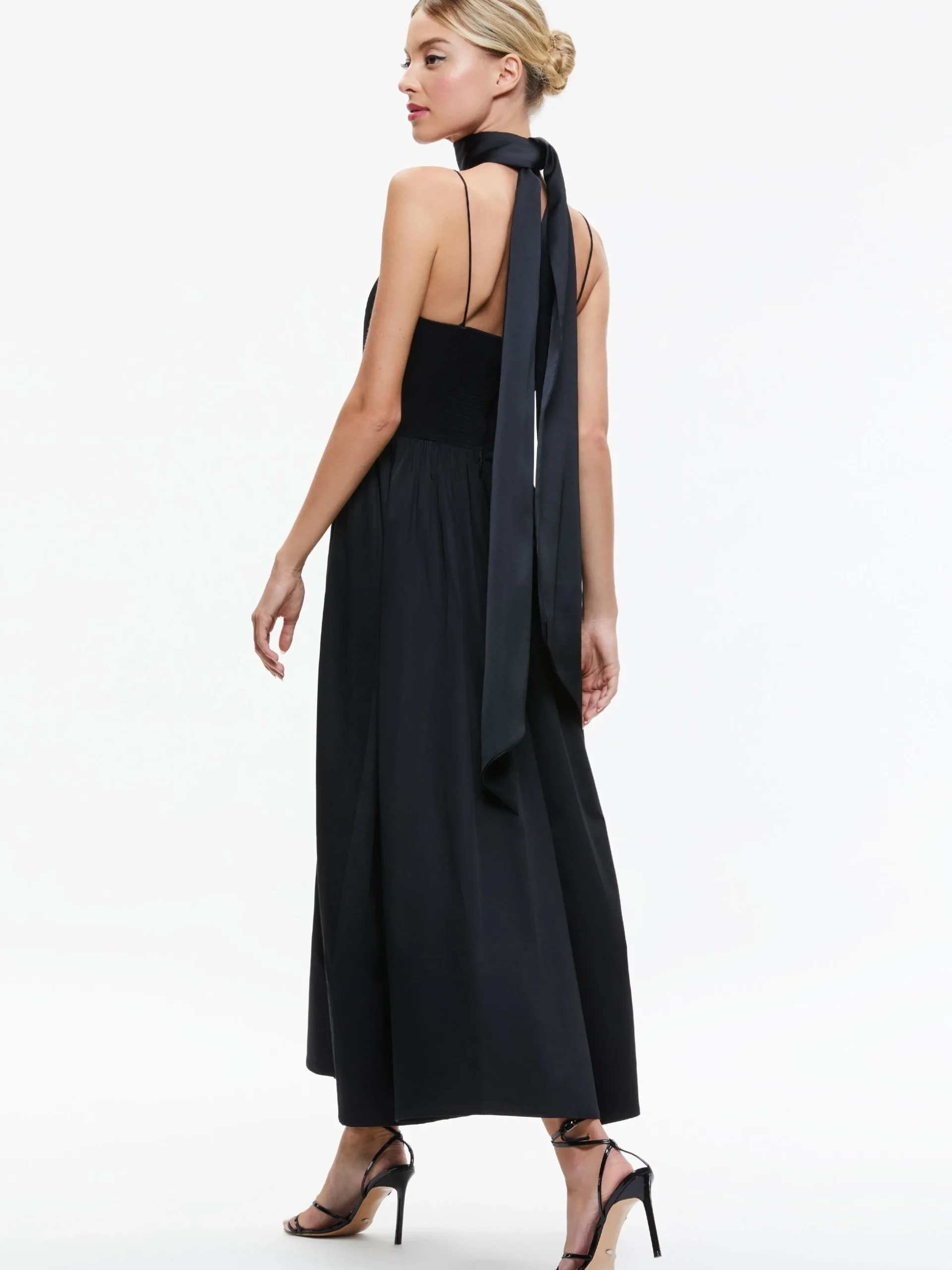 Alice and Olivia GUEST OF|MIDI*GLYNIS SPAGHETTI STRAP SCARF MIDI DRESS
