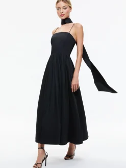 Alice and Olivia GUEST OF|MIDI*GLYNIS SPAGHETTI STRAP SCARF MIDI DRESS