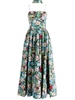 Alice and Olivia GUEST OF|MIDI*GLYNIS SPAGHETTI STRAP SCARF MIDI DRESS