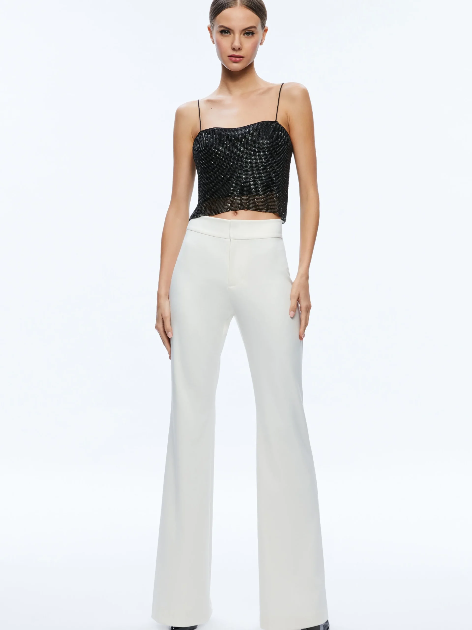 Alice and Olivia TOPS*GRAZI EMBELLISHED SPAGHETTI STRAP TOP