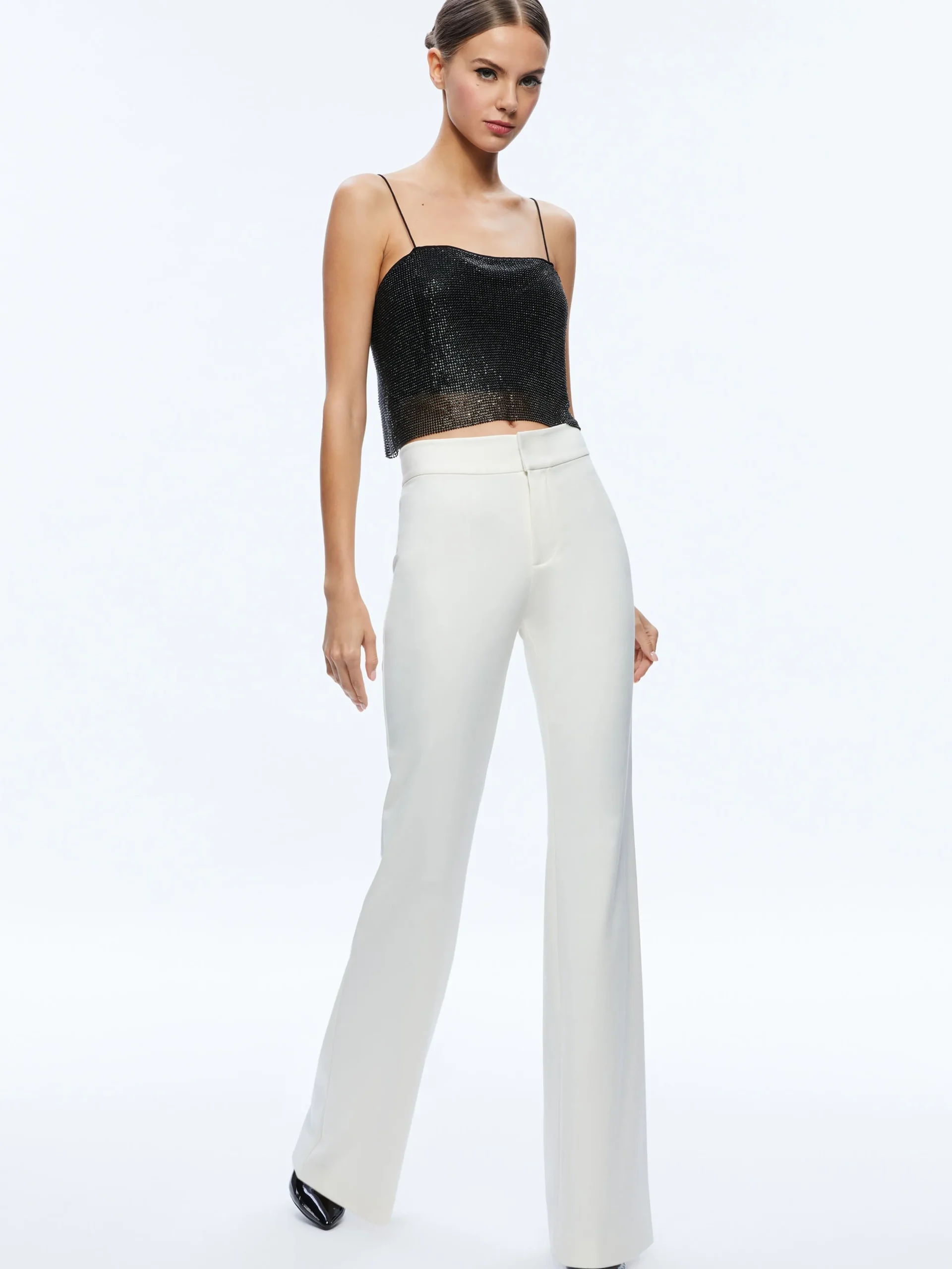 Alice and Olivia TOPS*GRAZI EMBELLISHED SPAGHETTI STRAP TOP