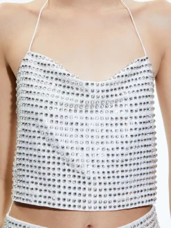 Alice and Olivia MATCHING SETS*GRAZI EMBELLISHED TIE BACK CROP TOP + RILEY EMBELLISHED MINI SKIRT