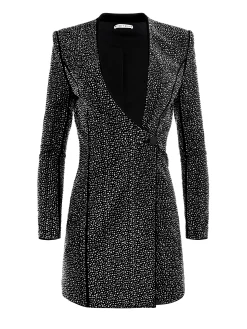 Alice and Olivia GUEST OF|MINI*GUENDA EMBELLISHED CURVED NECKLINE BLAZER DRESS