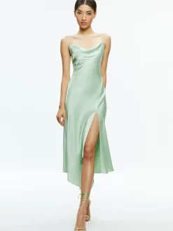 Alice and Olivia MIDI|DRESSES*HARMONY DRAPEY ASYMMETRICAL MIDI DRESS