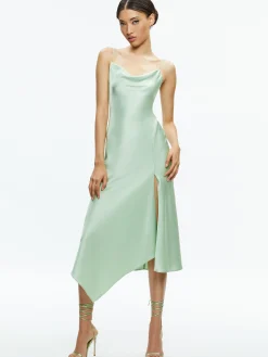 Alice and Olivia MIDI|DRESSES*HARMONY DRAPEY ASYMMETRICAL MIDI DRESS