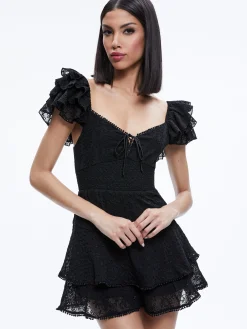 Alice and Olivia JUMPSUITS*HARTFORD SMOCKED BUSTIER ROMPER