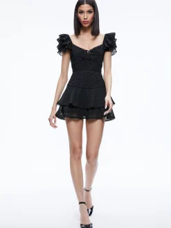 Alice and Olivia JUMPSUITS*HARTFORD SMOCKED BUSTIER ROMPER
