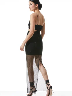 Alice and Olivia MAXI|MINI*HAVANA EMBELLISHED CUT OUT DRESS