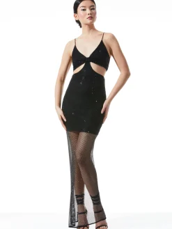 Alice and Olivia MAXI|MINI*HAVANA EMBELLISHED CUT OUT DRESS