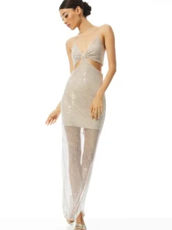 Alice and Olivia MAXI|MINI*HAVANA EMBELLISHED CUT OUT DRESS